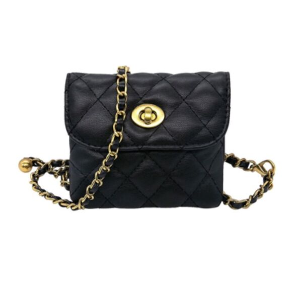 Anthropologie Handbags - Black Quilted Chain Bag W2